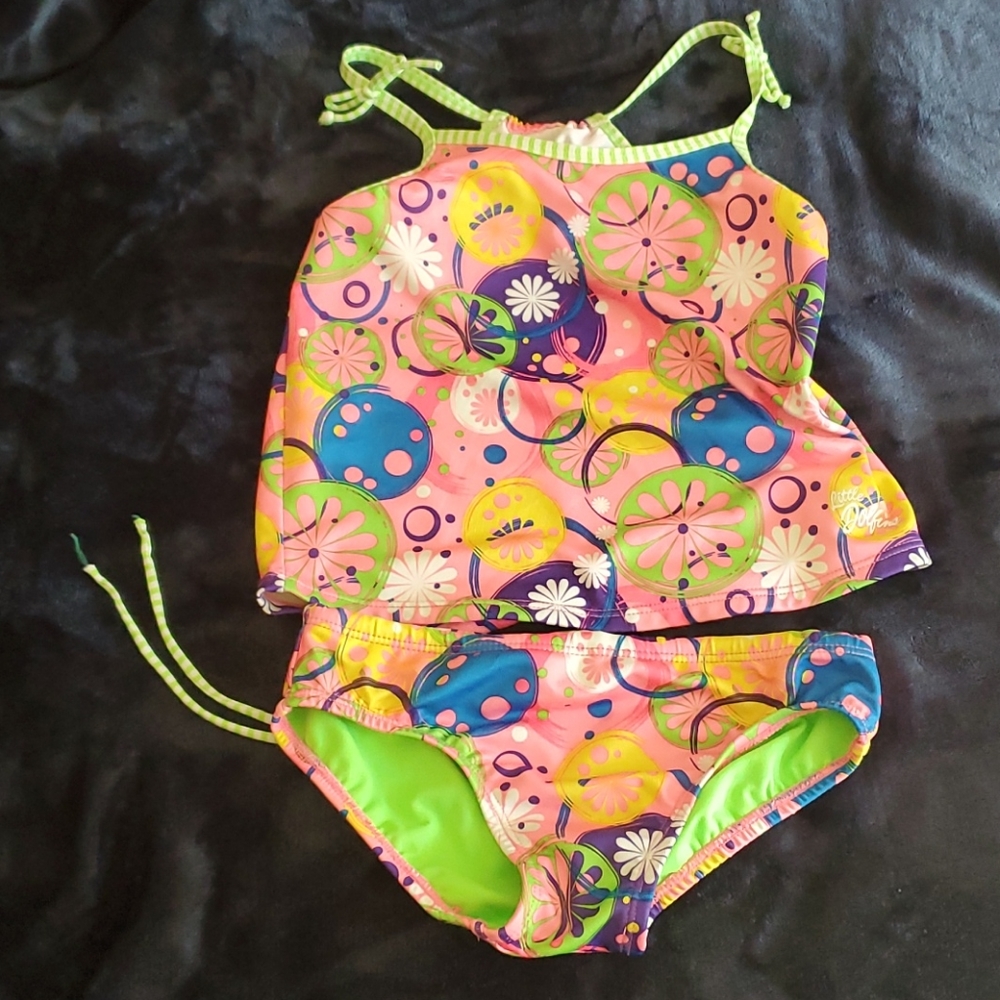 Girl's Used Dolphin Adjustable-waist Tankini Sz 6X